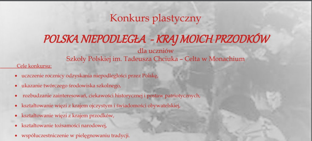 Szkolny konkurs plastyczny POLSKA NIEPODLEGŁA – KRAJ MOICH PRZODKÓW